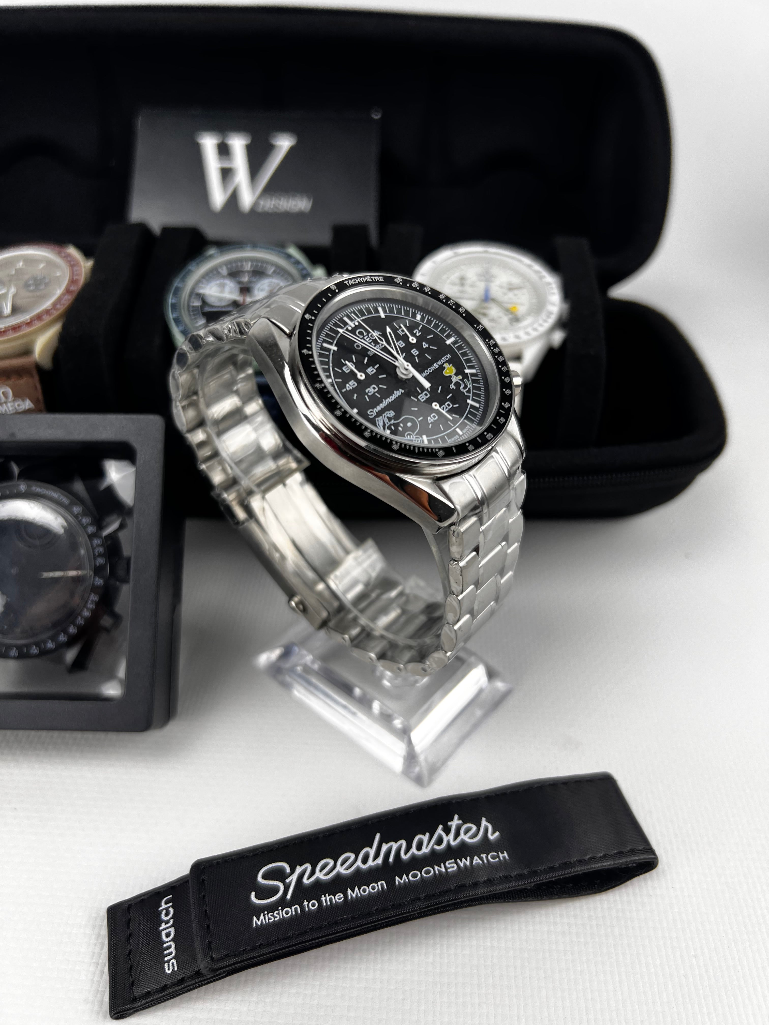 Omega x Swatch Mission to Moon black snoopy Steel mod by HW Design