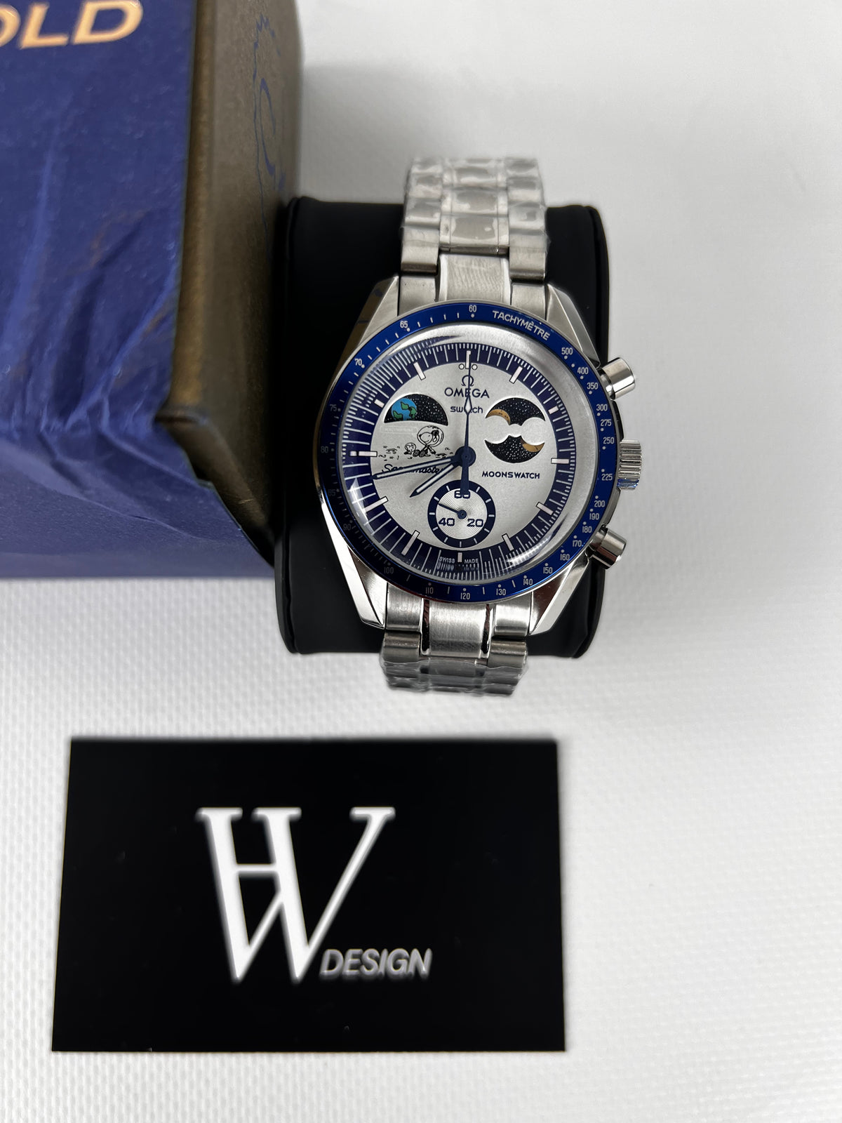 Omega x Swatch Snoopy Moonshine Gold modificado por HW Design con caja de acero y zafiro