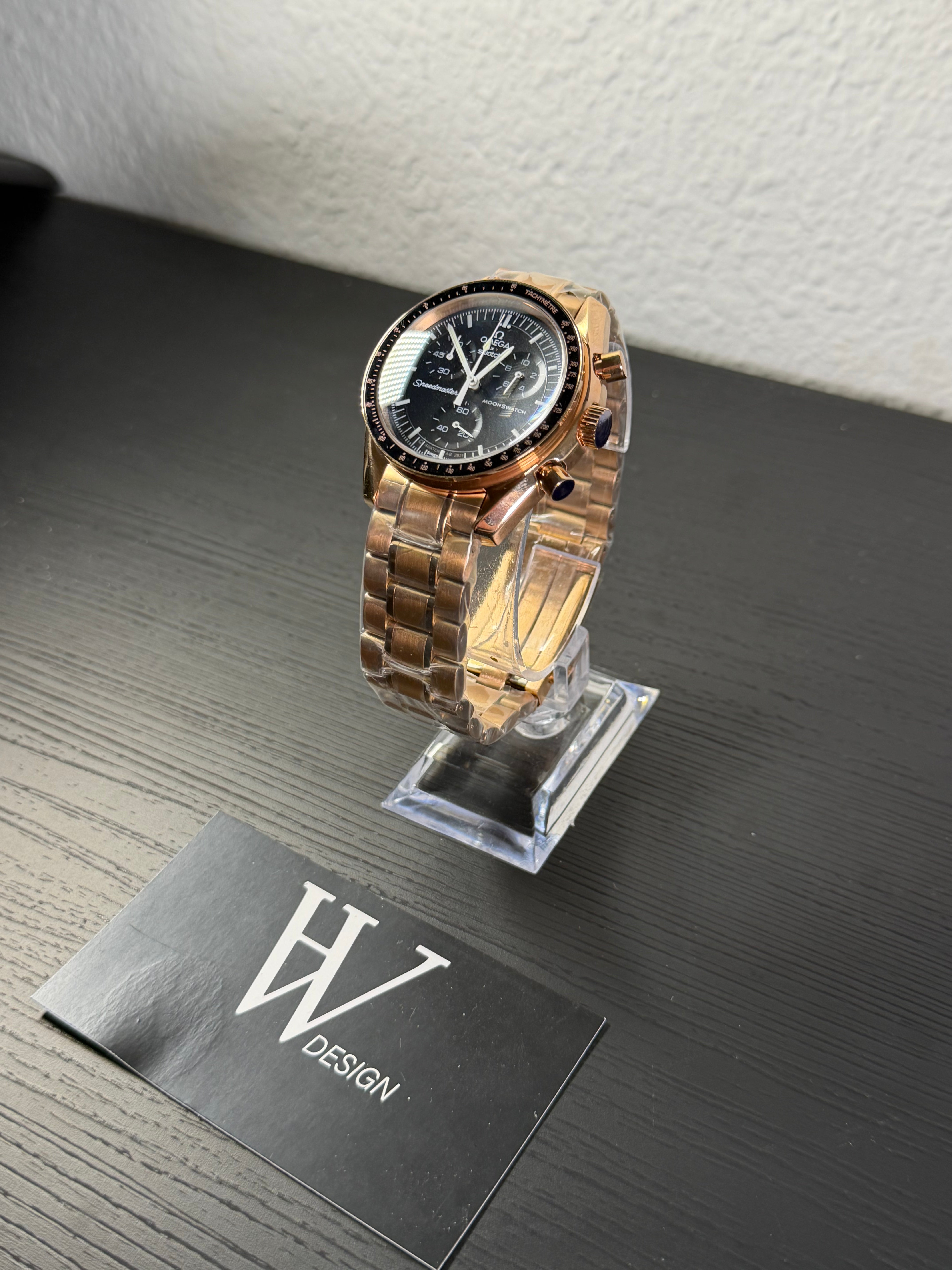 Omega x Swatch Mission to Moon Rose Gold mod by HW Design