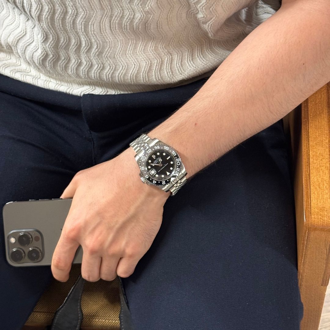 Seikmariner GMT Master Bruce Wayne de HW Design, reloj diver GMT de 40 mm con esfera negra, caja de acero 904L y cristal de zafiro