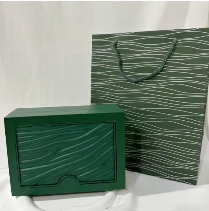 Estuche de reloj de HW Design, caja verde con logotipo