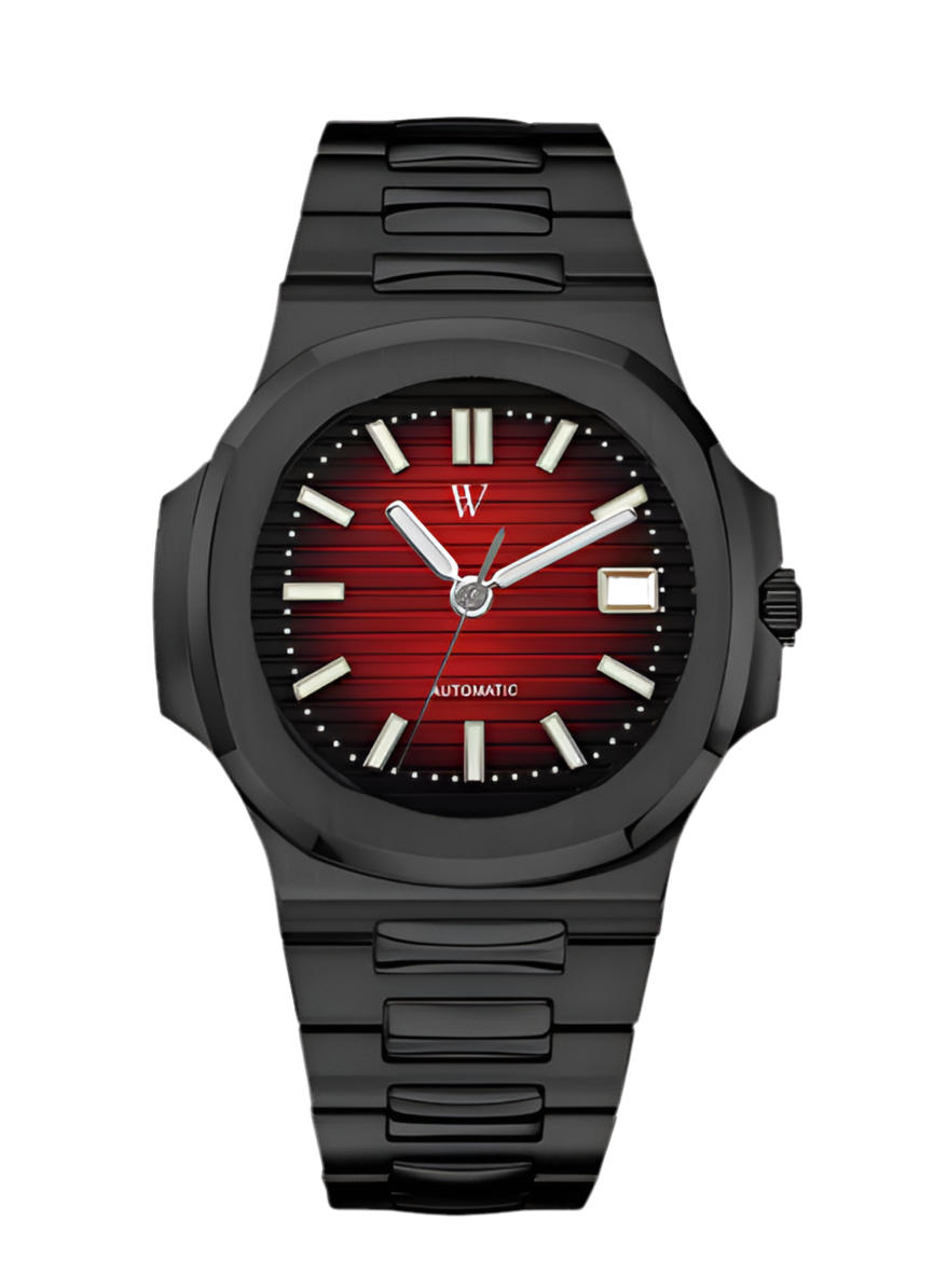 Nautilus Inferno de HW Design, reloj de 42 mm con esfera roja, caja de acero 316L y cristal de zafiro
