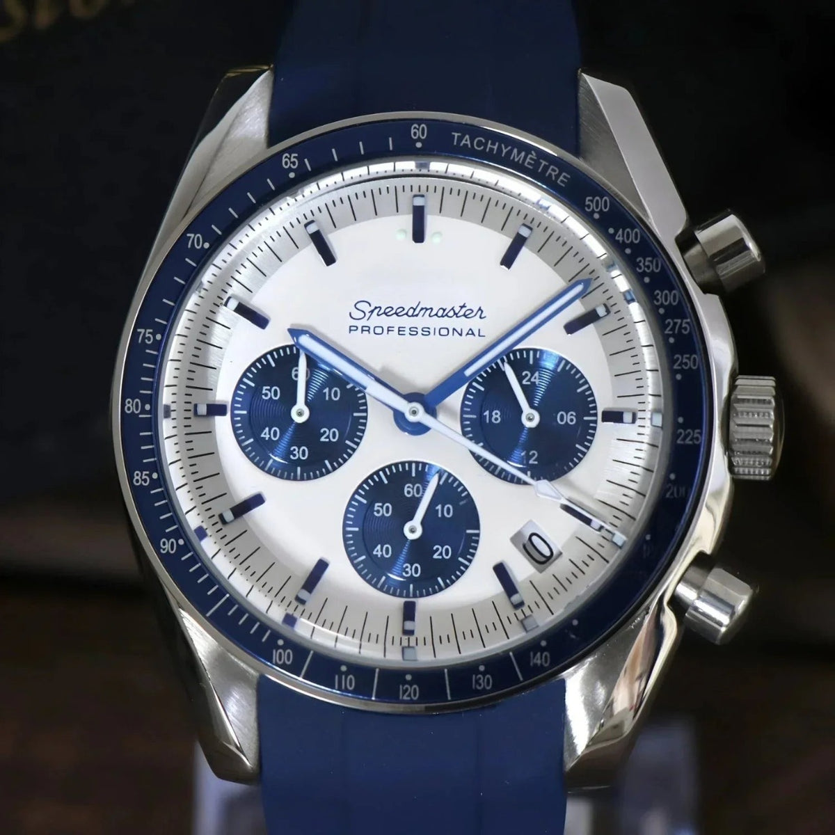 Speedko Professional Snoopy Blue de HW Design, cronógrafo de 41 mm con esfera azul, caja de acero 316L y cristal acrílico