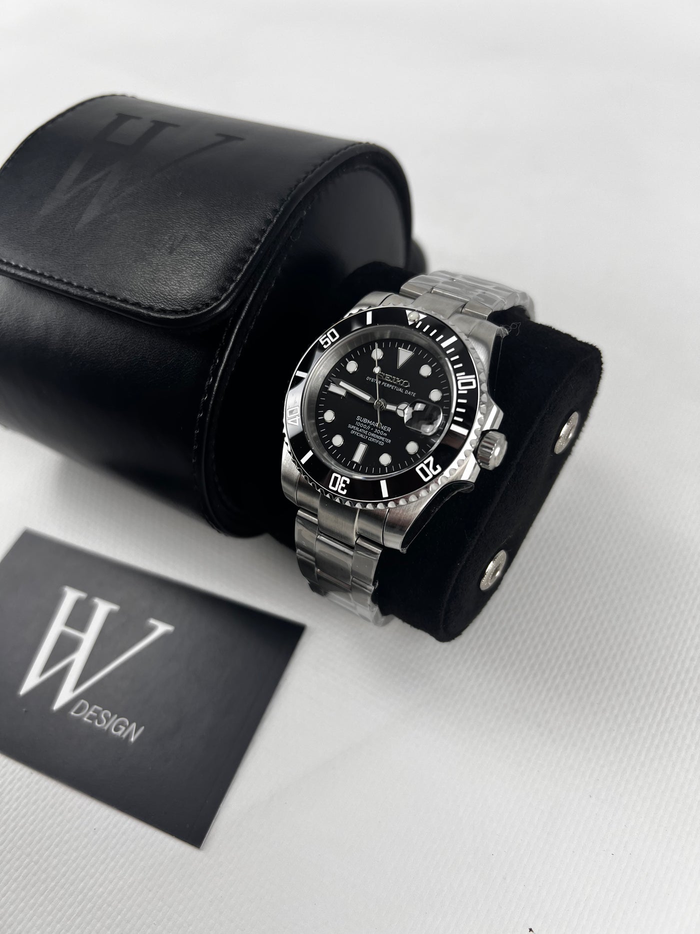 Seikmariner Black de HW Design, reloj diver de 40 mm con esfera negra, caja de acero 316L y cristal de zafiro