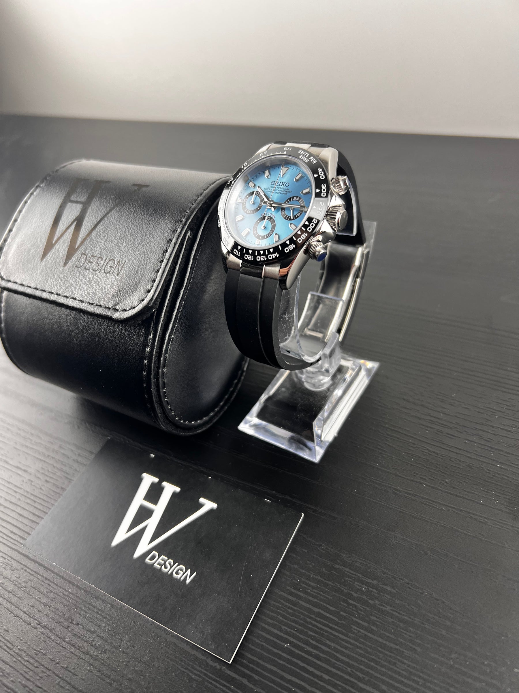 Seiktona Ice Blue Sport de HW Design, cronógrafo de 40 mm con esfera azul, caja de acero 316L y cristal de zafiro