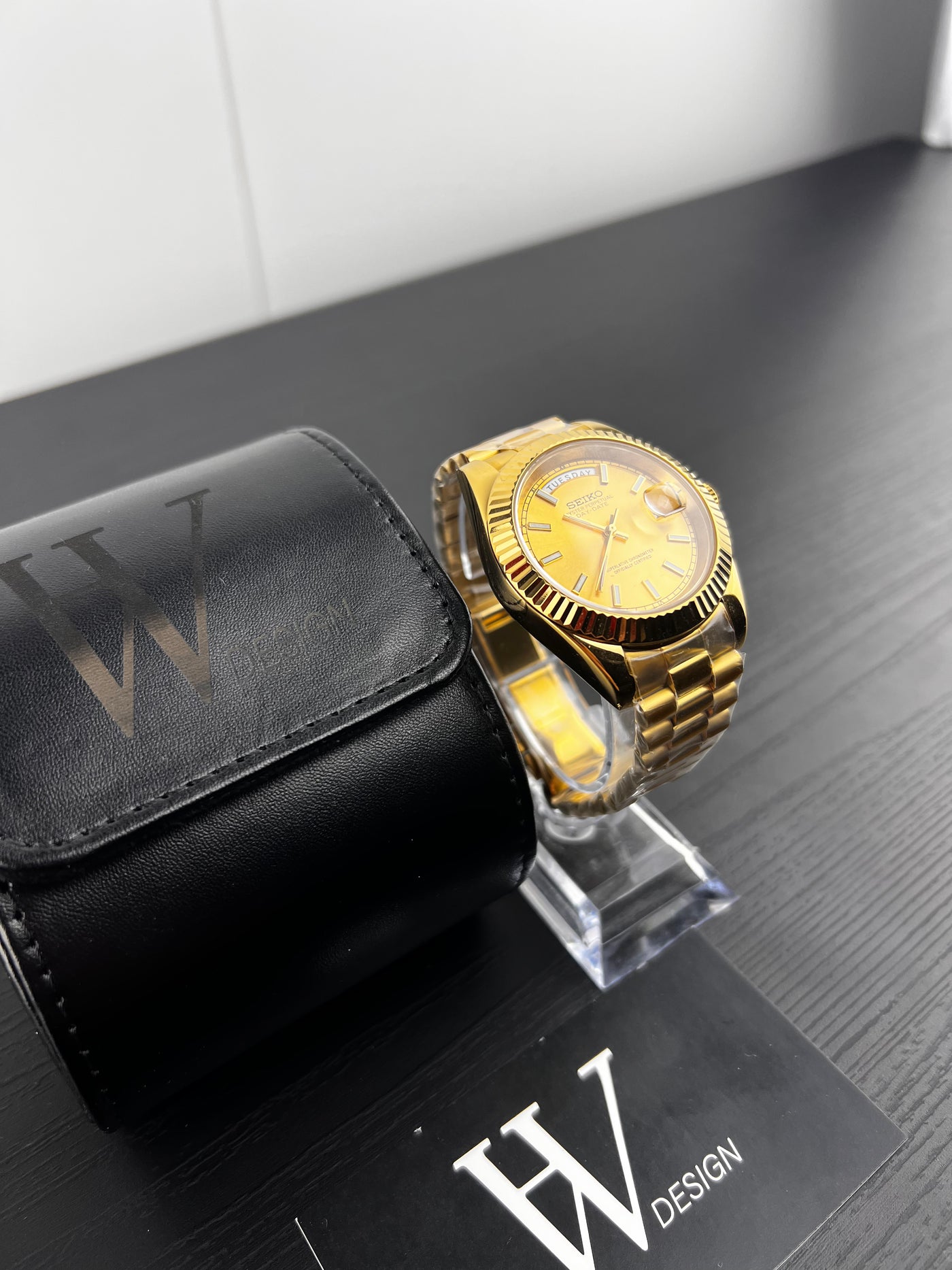 Dateko Daydate President de HW Design, reloj de vestir de 39 mm con caja de acero 316L y cristal de zafiro