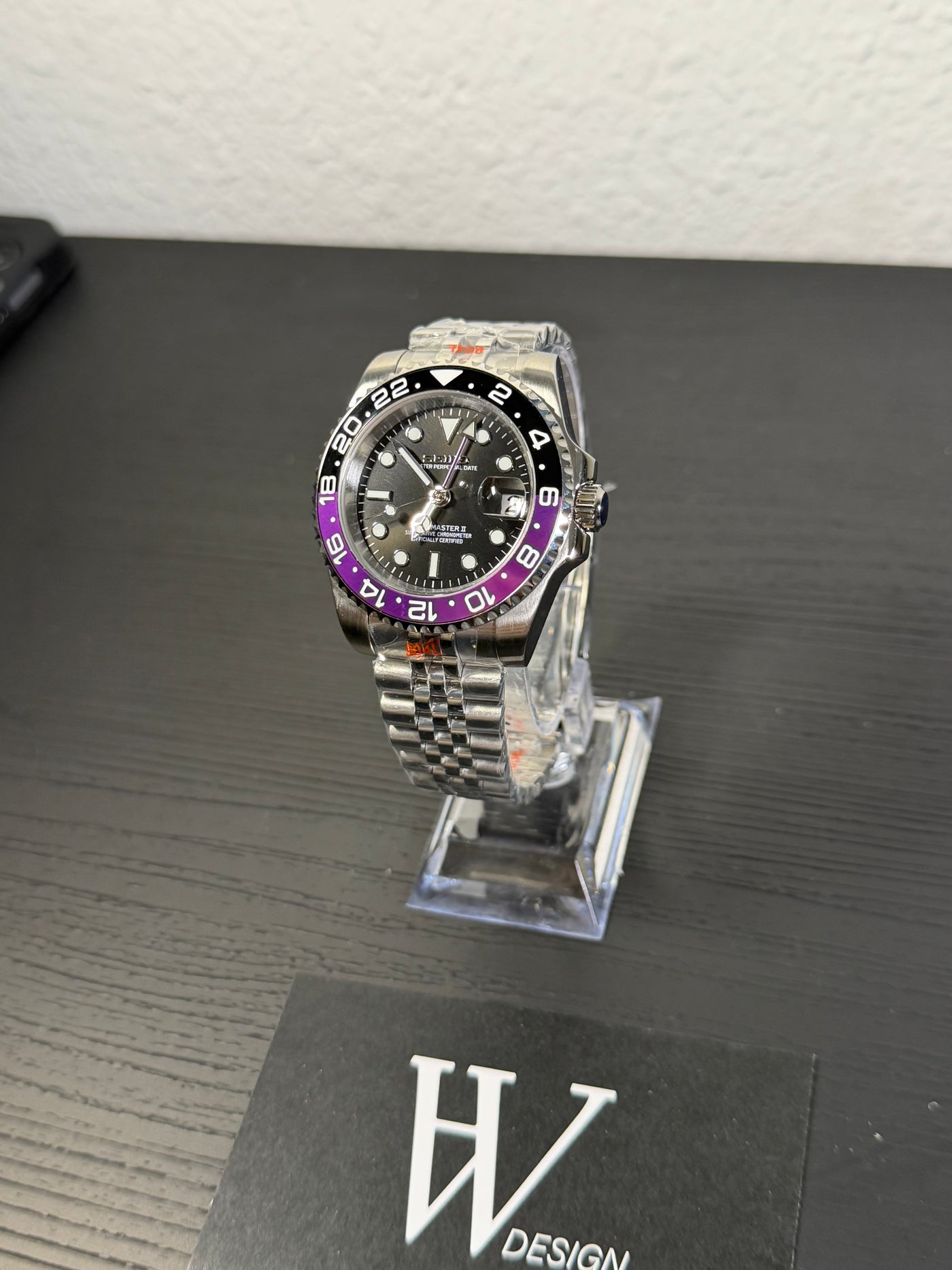 Seikmariner GMT Máster joker de HW Design, reloj diver GMT de 40 mm con esfera morada y verde, caja de acero 904L y cristal de zafiro