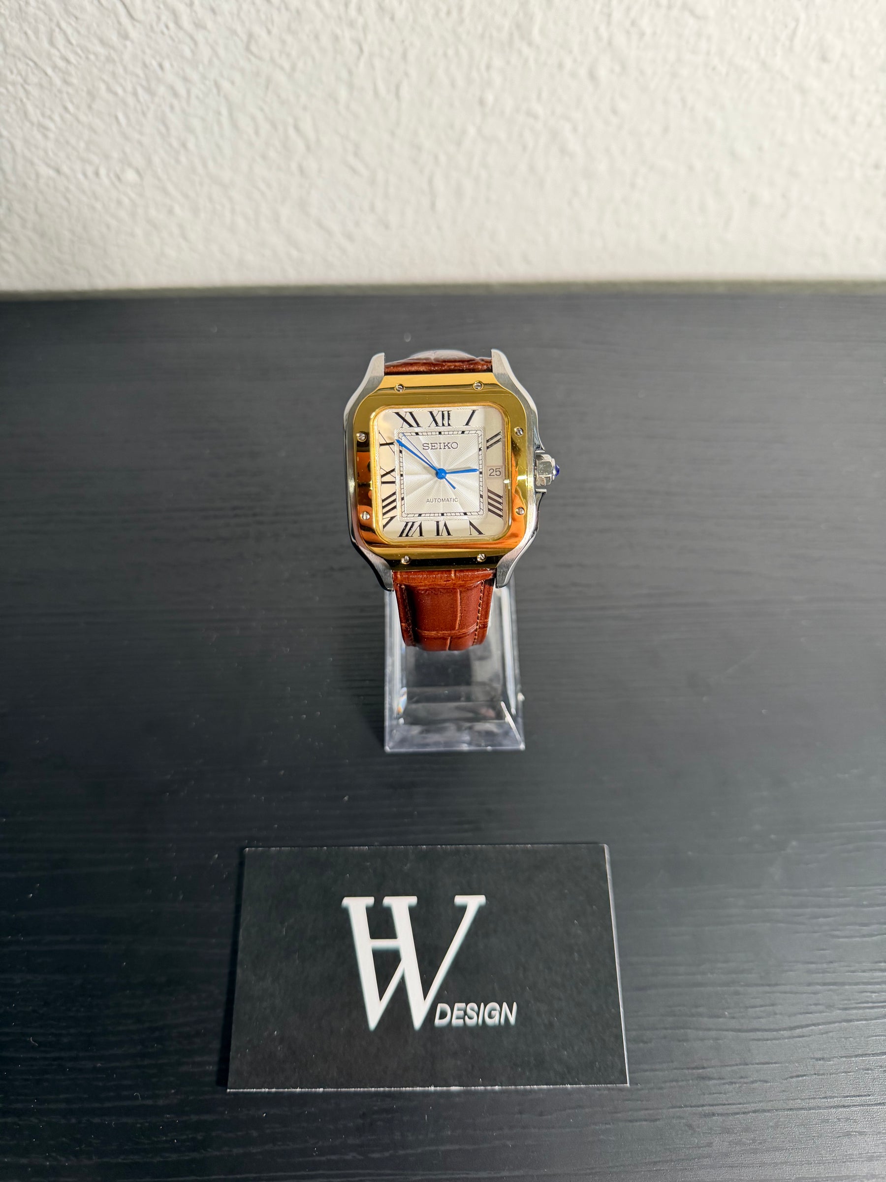 Sankos Two tones Elegance de HW Design, reloj cuadrado de vestir de 38 mm bicolor en acero y oro, con cristal de zafiro