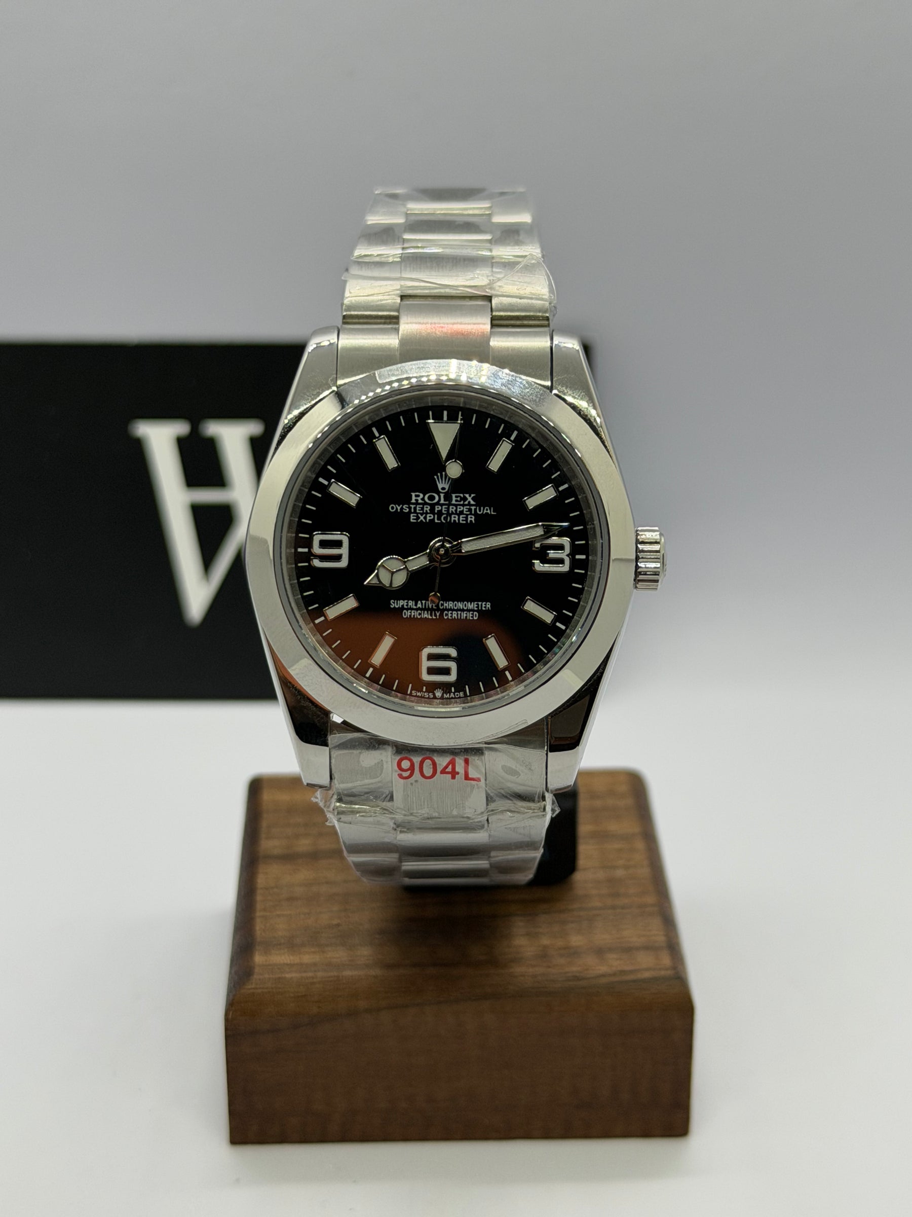 Oystko Explorer Black de HW Design, reloj de vestir de 36 o 39 mm con esfera negra, caja de acero 316L y cristal de zafiro