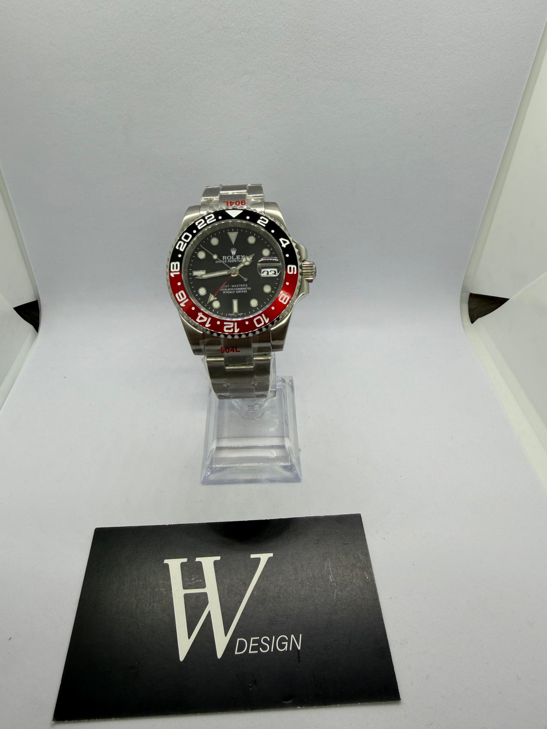 Seikmariner GMT Master Coke de HW Design, reloj diver GMT de 40 mm con esfera negra y detalles en rojo, caja de acero 904L y cristal de zafiro