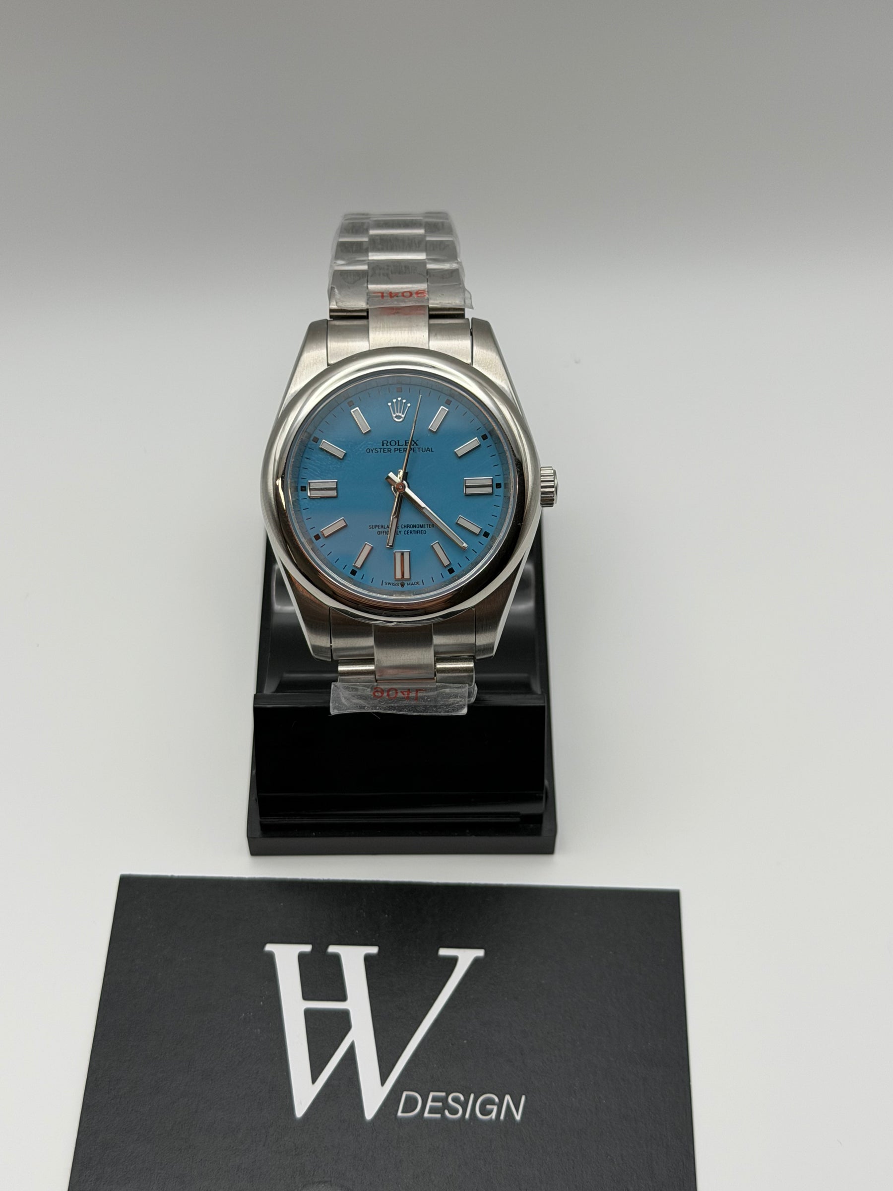 Oystko Tiffany de HW Design, reloj de vestir de 36 o 40 mm con esfera azul Tiffany, caja de acero 316L y cristal de zafiro