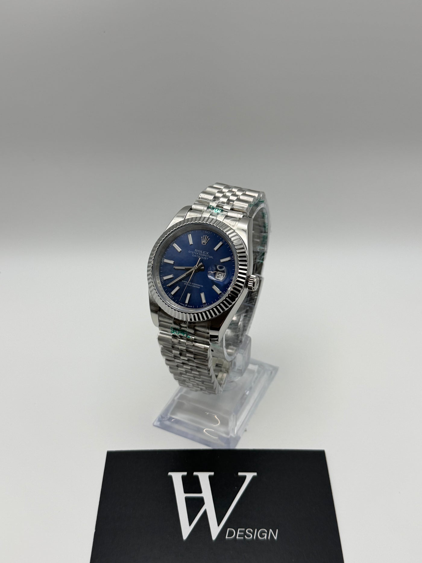 Dateko Royal Blue de HW Design, reloj de vestir de 36 o 39 mm con esfera azul, caja de acero 316L y cristal de zafiro