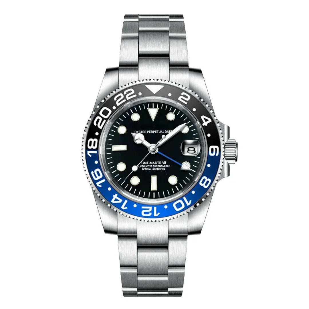 Seikmariner GMT Batman de HW Design, bisel de cerámica azul y negro con aguja GMT