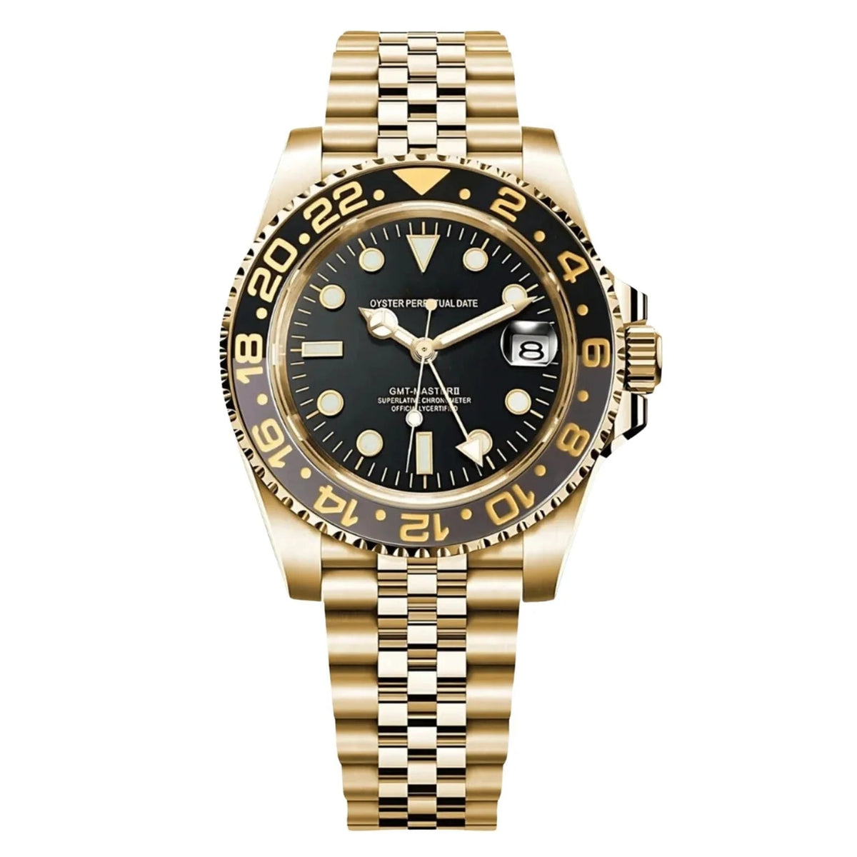 Seikmariner GMT Master Gold de HW Design, reloj diver GMT de 40 mm con esfera dorada, caja de acero 904L y cristal de zafiro