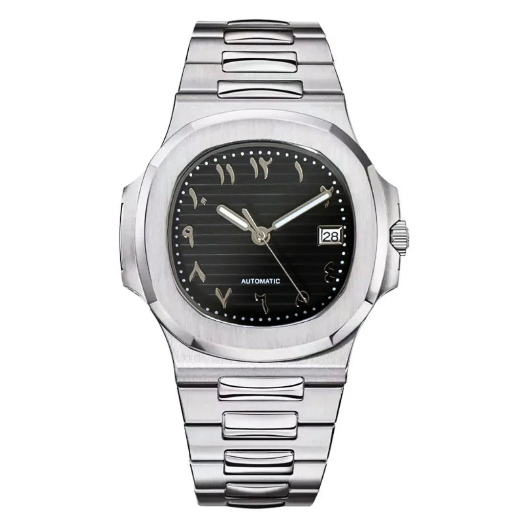 Nautiko Arabic Black de HW Design, reloj de 42 mm con esfera negra, caja de acero 316L y cristal de zafiro