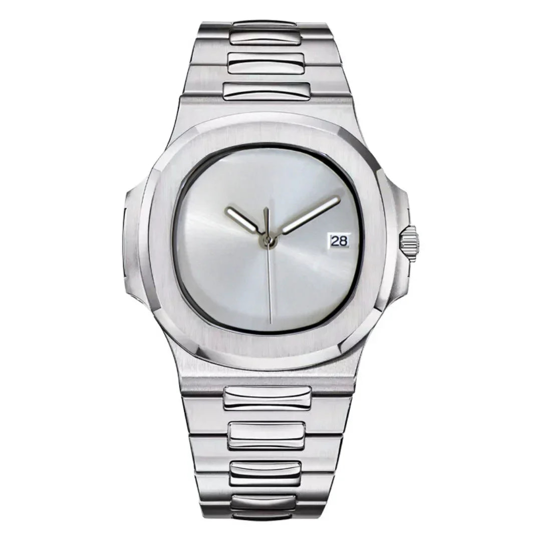 Nautiko Silver Minimalist de HW Design, reloj de 42 mm con esfera plateada, caja de acero 316L y cristal de zafiro