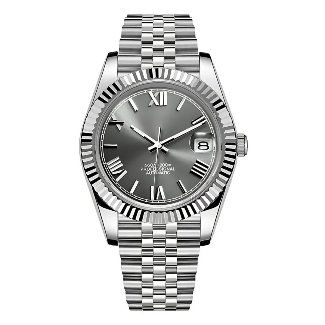 Dateko Roman Champagne de HW Design, reloj de vestir de 36 o 39 mm con esfera champán, caja de acero 316L y cristal de zafiro